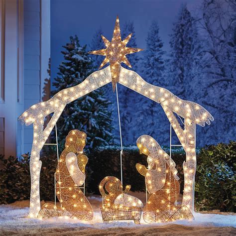 outdoor lighted nativity set|outside lighted nativity scenes sale.